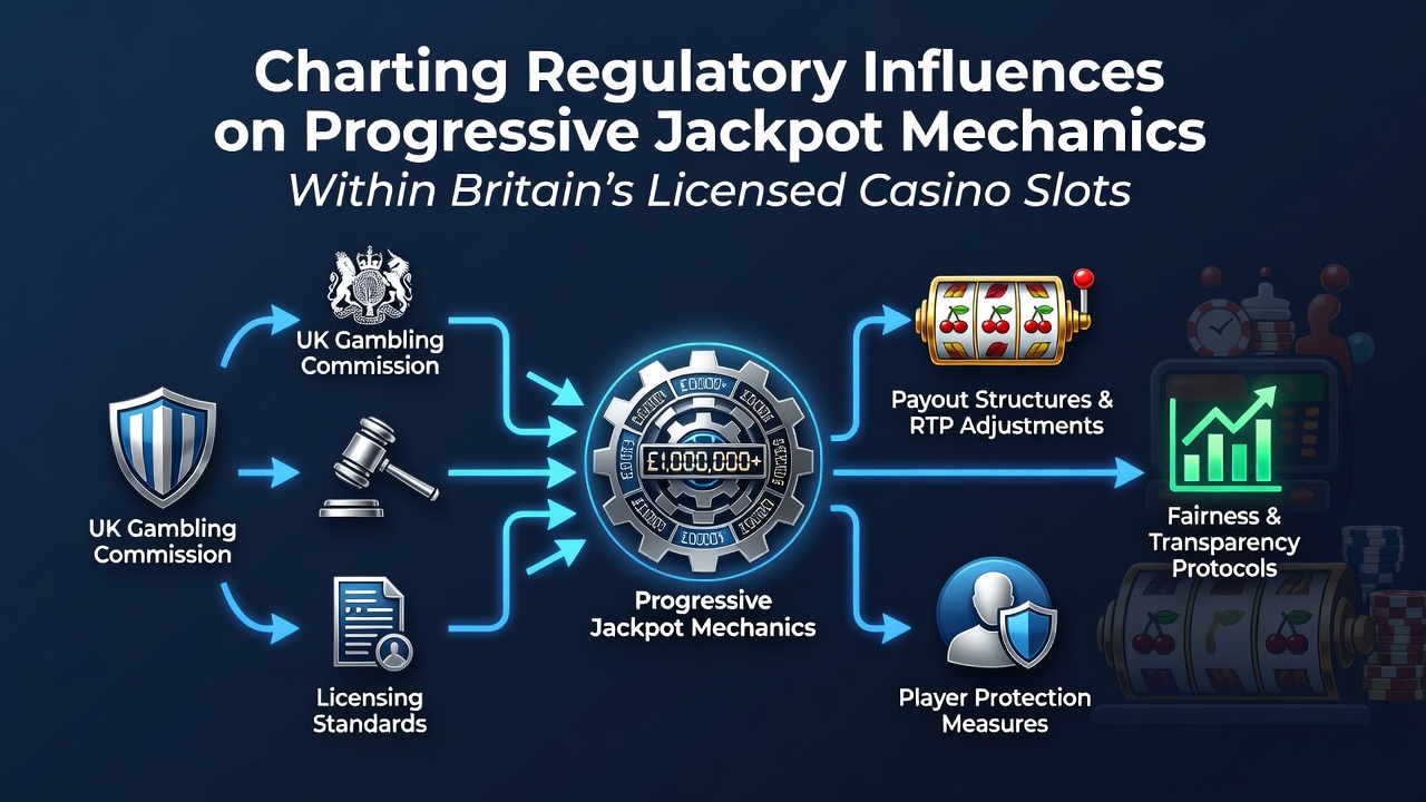 Detailed view of regulatory documents and slot machine interfaces showing jackpot contribution tracking systems