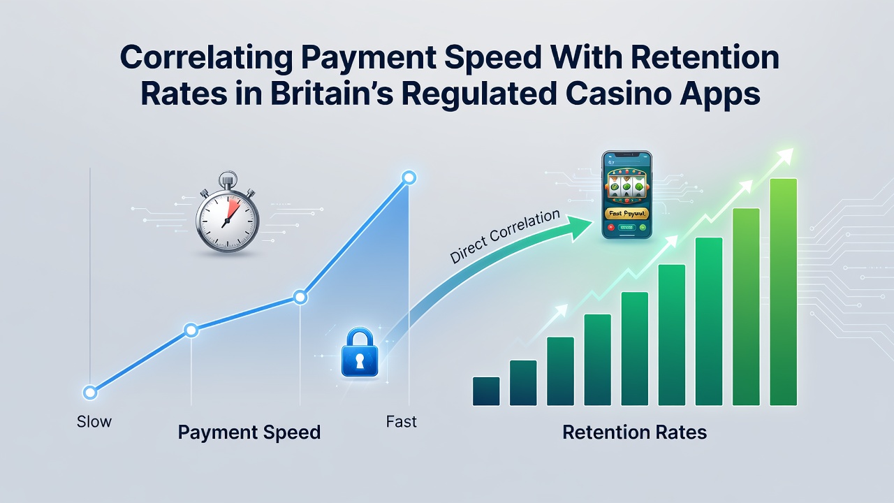 Graph displaying payment processing times alongside retention percentages across multiple UK casino platforms