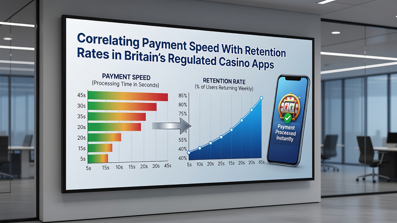 Dashboard screenshot illustrating retention curves segmented by payout speed categories in UK casino apps