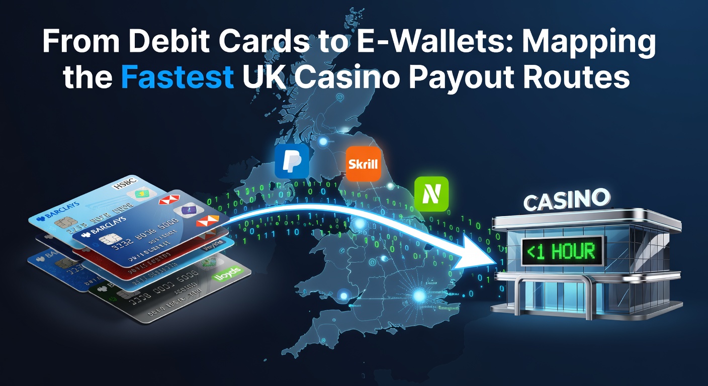 Digital wallet icons and debit cards illustrating fast casino payout methods in the UK