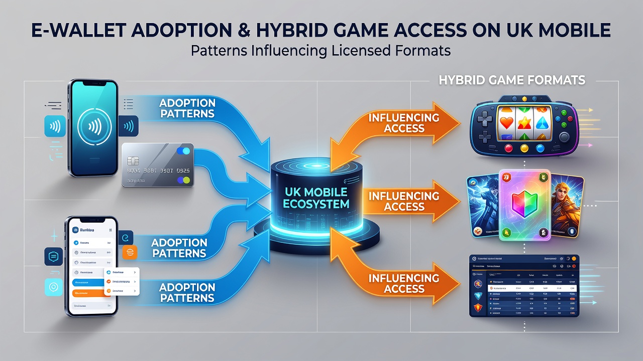 Mobile device showing hybrid game selection menu alongside e-wallet balance display