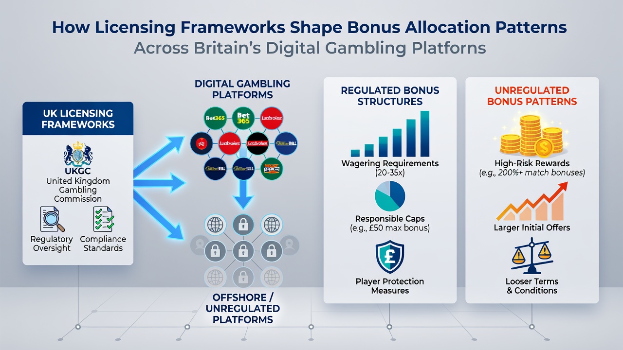 Digital gambling interface showing bonus allocation options on a UK-licensed platform