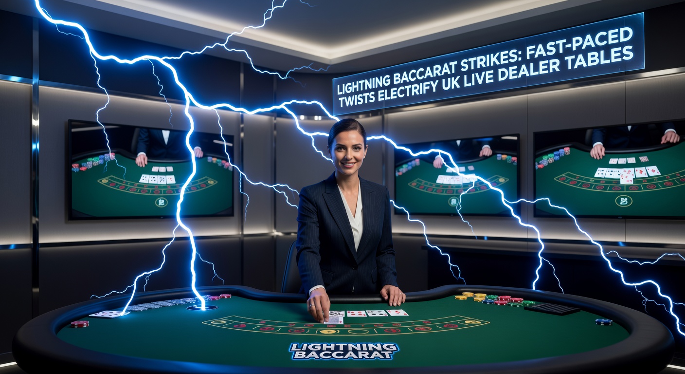 Dynamic live dealer table showing Lightning Baccarat in action with glowing multiplier cards and excited players betting remotely