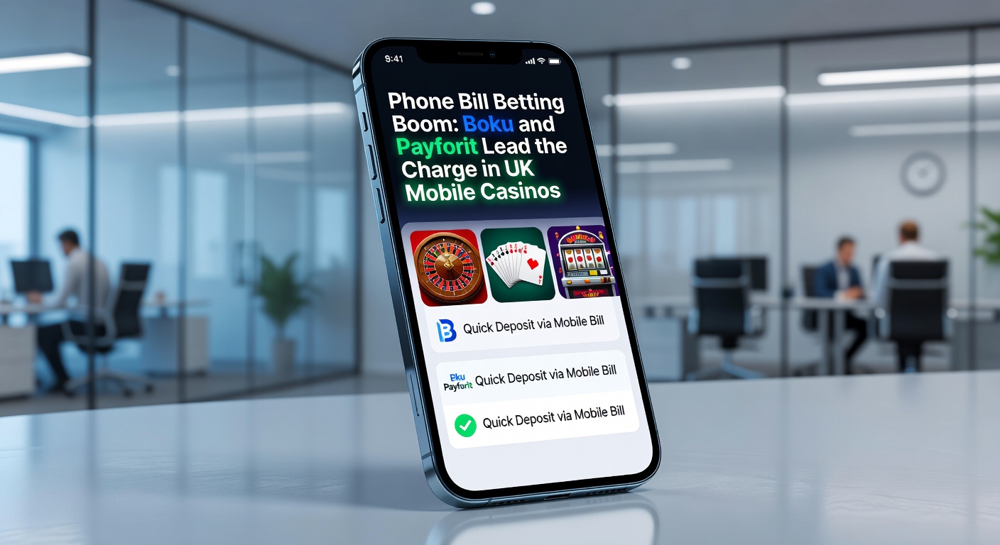 Infographic comparing Boku and Payforit transaction volumes in UK mobile casinos, with charts showing growth trends and carrier partnerships