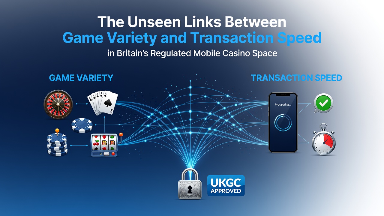Mobile casino interface showing diverse game categories alongside payment processing indicators on a smartphone screen
