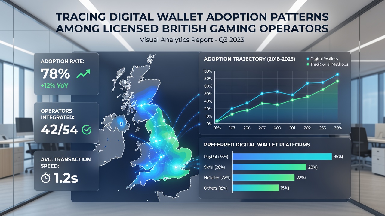 Infographic illustrating digital wallet usage statistics and operator adoption rates in British gaming
